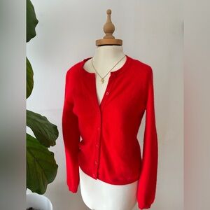 Red Women's Button-Front Cashmere Blend Demi Cardigan Sweater Sz Medium